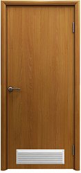 Дверь пластиковая влагостойкая с вентиляционной решеткой, композитный ПВХ, цвет миланский орех