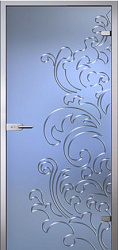 картинка Стеклянная дверь Лилия, матовое бесцветное стекло с гравировкой магазин Dveris являющийся официальным дистрибьютором в России 