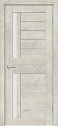картинка Межкомнатная дверь VS-4 ДО белое матовое, пвх, бетон светлый магазин Dveris являющийся официальным дистрибьютором в России 