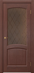 картинка Межкомнатная шпонированная дверь Vetus V-17 ДО бронза гравировка ромб, красное дерево магазин Dveris являющийся официальным дистрибьютором в России 