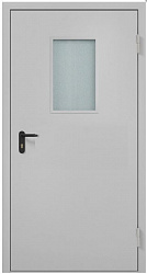 Дверь противопожарная одностворчатая остекленная ДПМ-Ei 60 RAL 7035