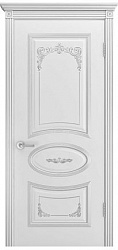 картинка Ульяновские двери, Ария-Грейс-2-В3 ДГ, эмаль белая патина серебро магазин Dveris являющийся официальным дистрибьютором в России 