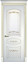 картинка Ульяновские двери, Смальта 05 ДГ, Белый патина золото магазин Dveris являющийся официальным дистрибьютором в России 