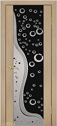 картинка Дверь Геона Аква, Триплекс черный с пескоструйным рисунком, ПВХ, Венге светлый 10 магазин Dveris являющийся официальным дистрибьютором в России 