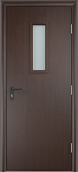 картинка Противопожарная дверь ПВХ ГОСТ Р 53307-2009, Ei 30 мин./32 dB, остекленная, венге магазин Dveris являющийся официальным дистрибьютором в России 