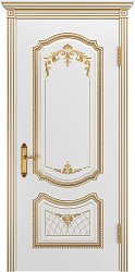 Ульяновские двери, Соло B-3 ДГ, эмаль белая патина золото