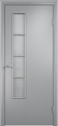 картинка Финская дверь Olovi, окрашенная с четвертью, остекленная ст-05, серая RAL 7040 магазин Dveris являющийся официальным дистрибьютором в России 