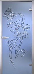 картинка Стеклянная дверь Амариллис, матовое бесцветное стекло с гравировкой магазин Dveris являющийся официальным дистрибьютором в России 