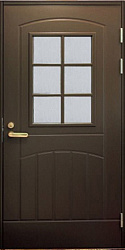 Утепленная финская входная дверь F034 W71, коричневая